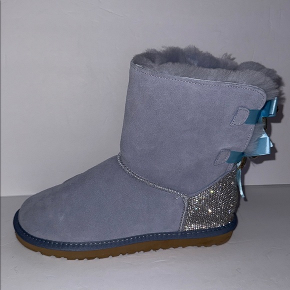 UGG F19010D Blue Bailey Bow II Custom Swarovski Bling Classic Boots Size 10 - Picture 5 of 9